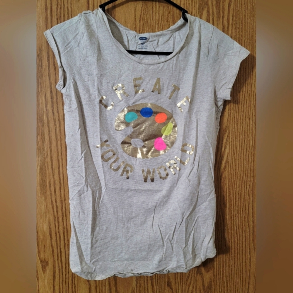 Old Navy Girls Size 14 Create Your World Short Sleeve Shirt